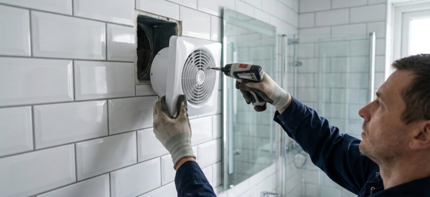 Как установить вентиляционный блок в санузле, не разбивая плитку