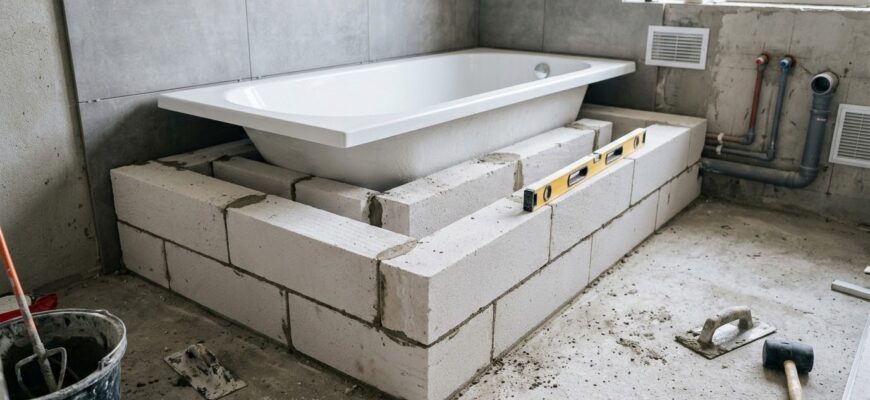 Подиум из газобетона: как сделать фундамент под ванну без лишних затрат и риска плесени